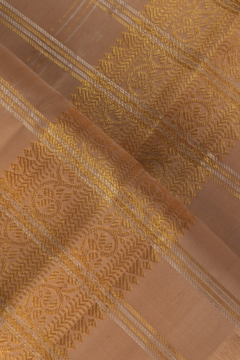 Image of Kanchi Silk Beige Dhoti With Kanduva (8 X 4)
